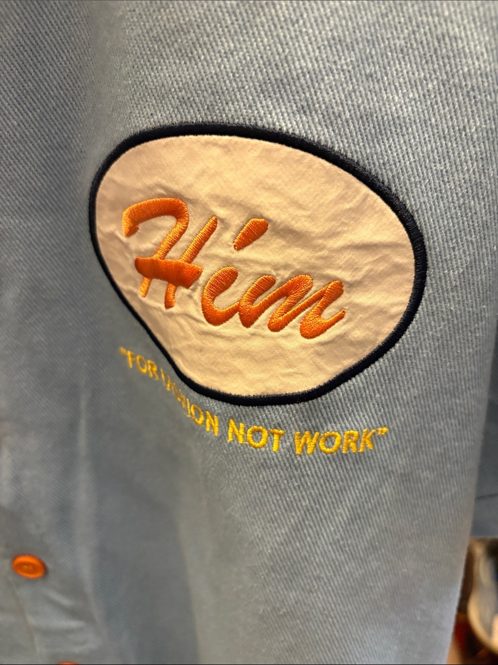 Engineered by DRE Embroidered Light Blue Bowling Shirt with Navy Collar - Picture 2 of 4
